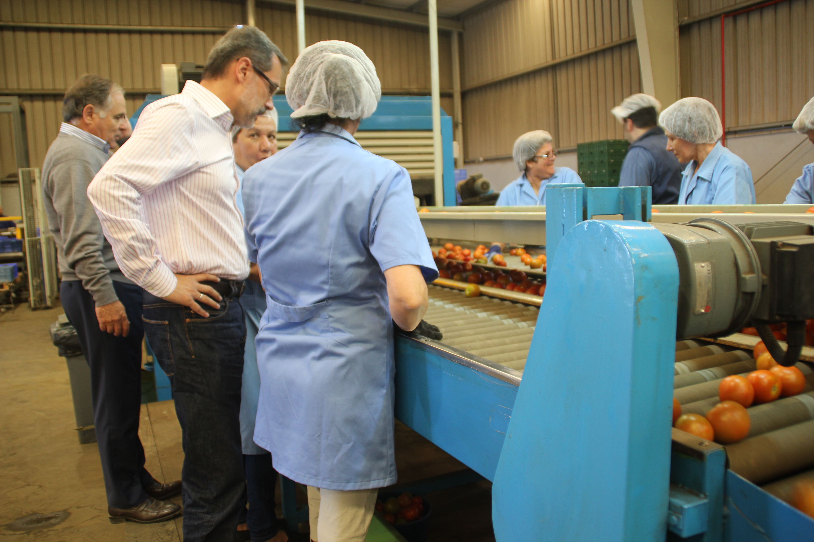 Marcial Morales en la fábrica de tomates de Tuineje