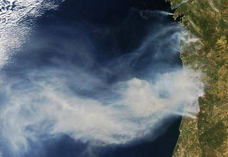 Incendio de Portugal visto desde el espacio
