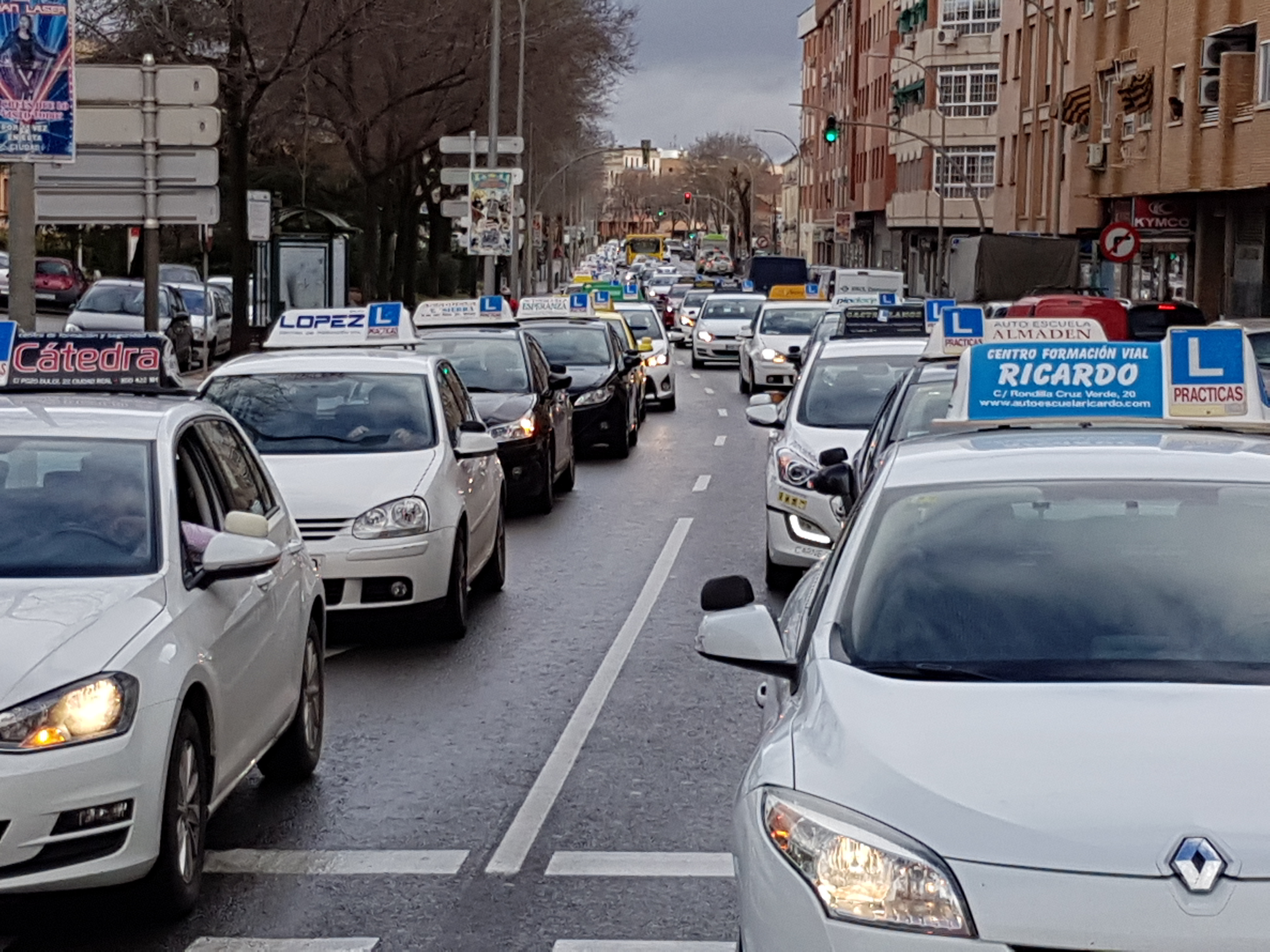 Coches de autoescuela en huelga