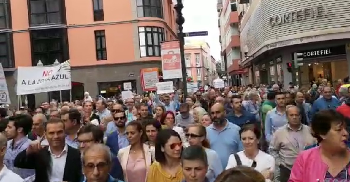 Manifestación contra los carriles bici de Las Palmas de Gran Canaria