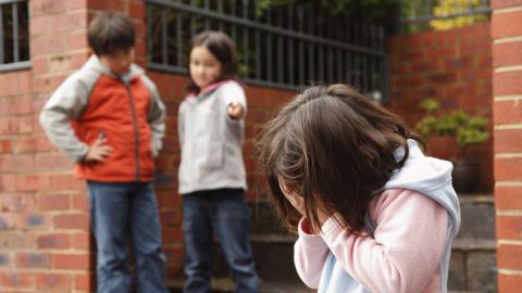 Dos niños acosando a una niña