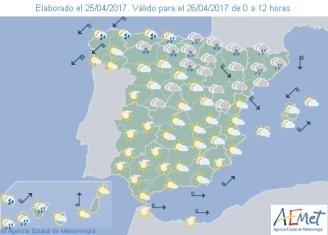 Mapa de España con la previsión del tiempo