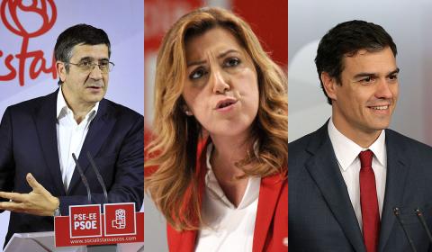 Patxi López, Susana Díaz y Pedro Sánchez