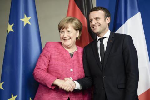 Emmanuel Macron y Angela Merkel