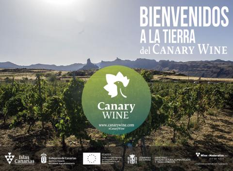 Cartel de "Bienvenidos a la tierra del Canary Wine"