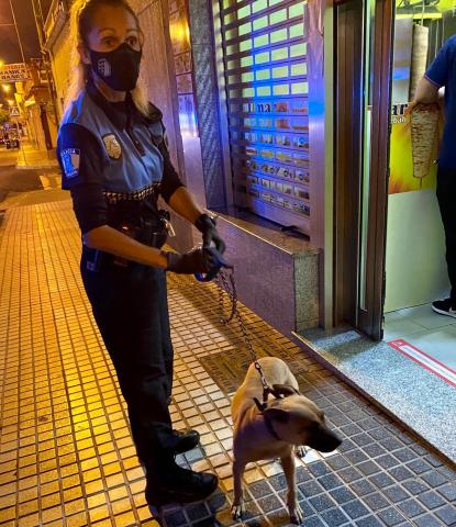 Policía Local de Las Palmas de Gran Canaria con el perro maltratado