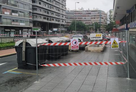 Obras del intercambiador de guaguas en la calle Concepción Arenal. Las Palmas de Gran Canaria