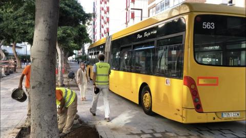 Guaguas Municipales en Avda Mesa y López en Las Palmas de Gran Canaria / CanariasNoticias.es