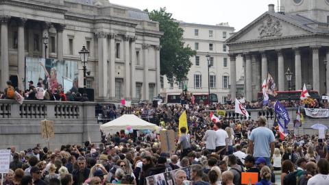 Protestas en Londres contra el confinamiento y la vacunación contra Covid-19