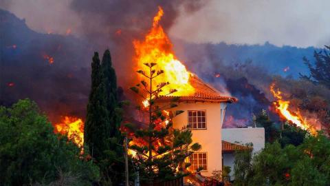 Vivienda afectadas por la lava del volcán de La Palma