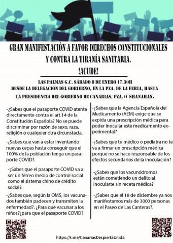 Manifestación a favor de los derechos constitucionales y contra la tiranía sanitaria Manifestación a favor de los derechos constitucionales y contra la tiranía sanitaria