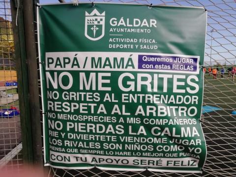 Cartel de promoción del respeto en el deporte base de Gáldar / CanariasNoticias.es